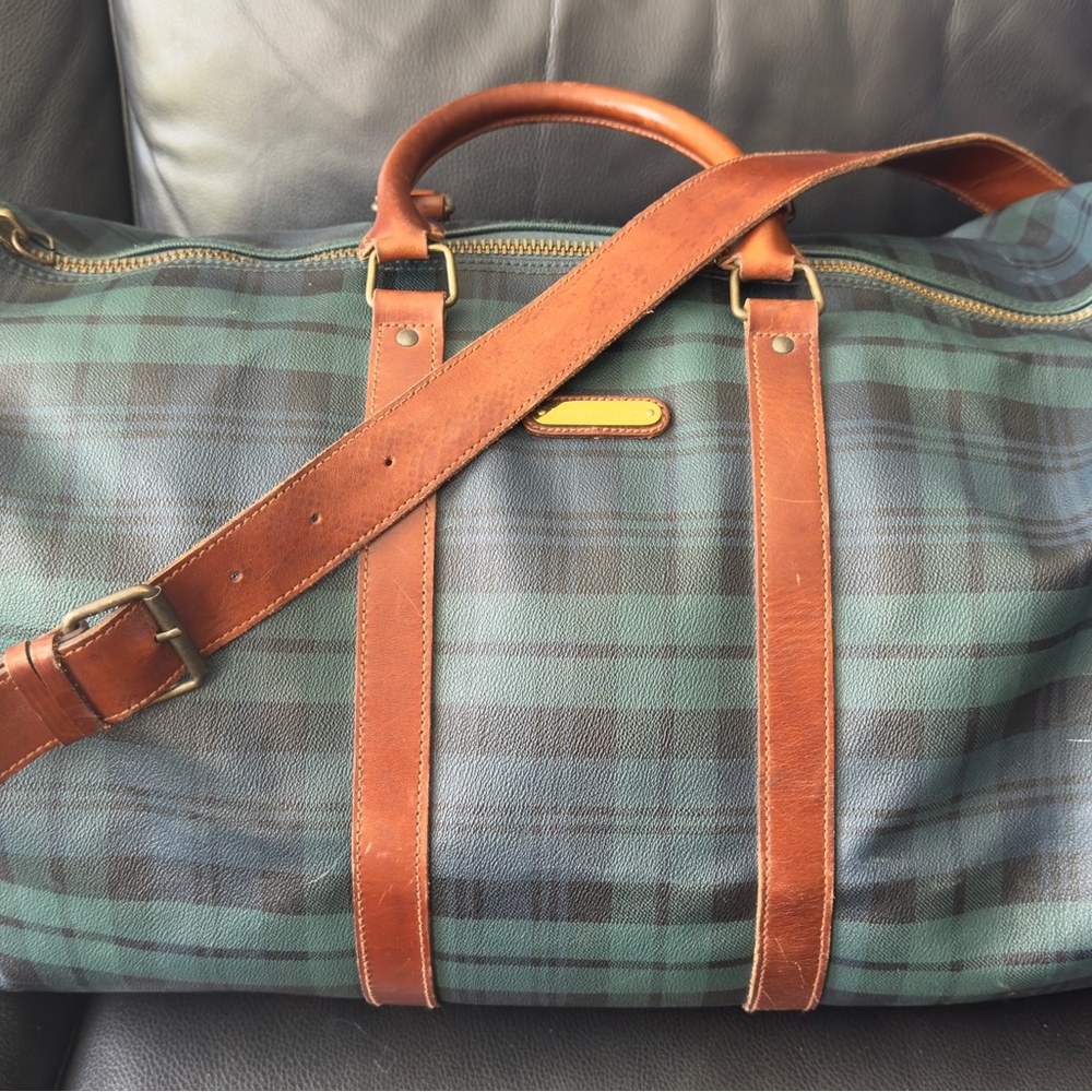 Polo Ralph Lauren Vintage Large Plaid Travel Duffle Bag, Very Good Condition.